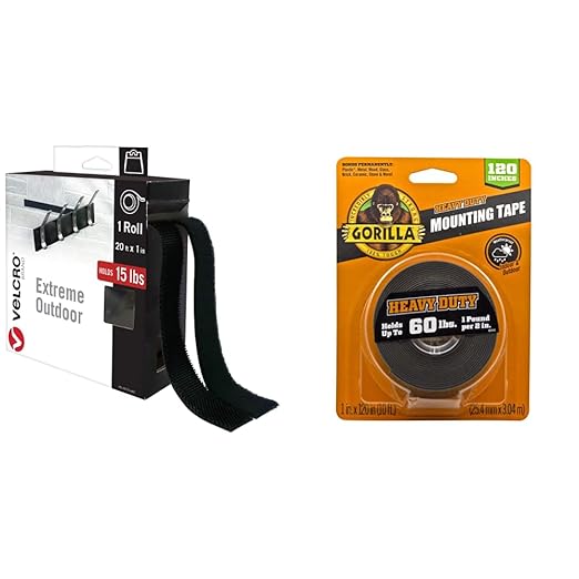 VELCRO Brand Extreme Outdoor Mounting Tape & Gorilla Heavy Duty Double Sided Mounting Tape XL, 1" x 120", Black (Pack of 1)