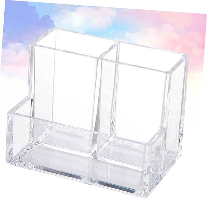 DOITOOL 1pc Creative Transparent Acrylic Desktop Organizer for Office Supplies Makeup and Sundries Versatile Storage Case for Pens Markers Jewelry and More
