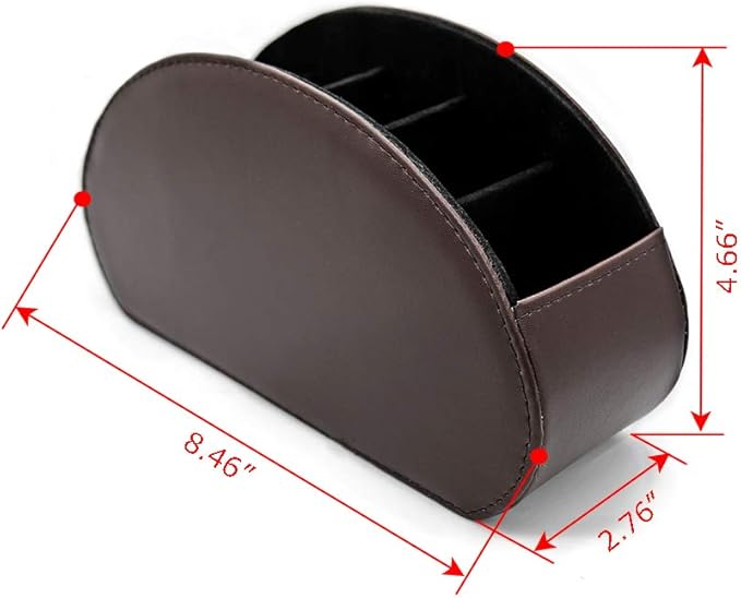 Remote Control Holder Organizer Table Desk Leather Control Storage TV Remote Control Organizer with 5 Spacious Compartments (Dark Brown)