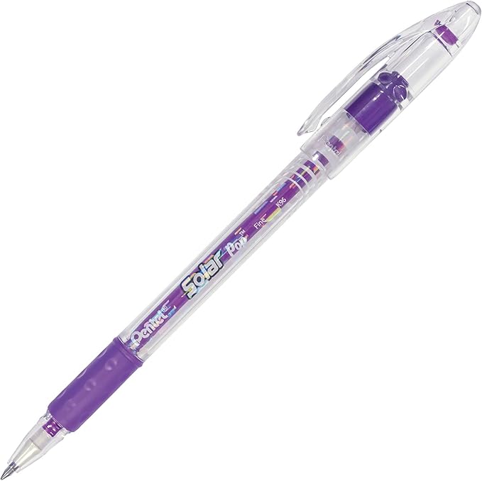 Pentel Solar Pop Neon Gel Pen, (0.6mm) Medium Line, Violet Ink - K96-V