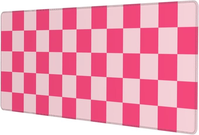 Pink Checkered Cute Gaming Mouse Pad, Large Mouse Pad for Desk Mat XXL XL Mousepad, Big Keyboard Pad Office Desk Accessories Decor