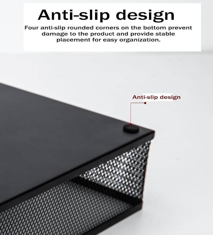2 Pack Desk Organizer Tray,Metal Mesh Desk Tray with Handle, Portable Desktop Storage,Office File Organizer for Papers, Magazines, Crafts, Office Supplies