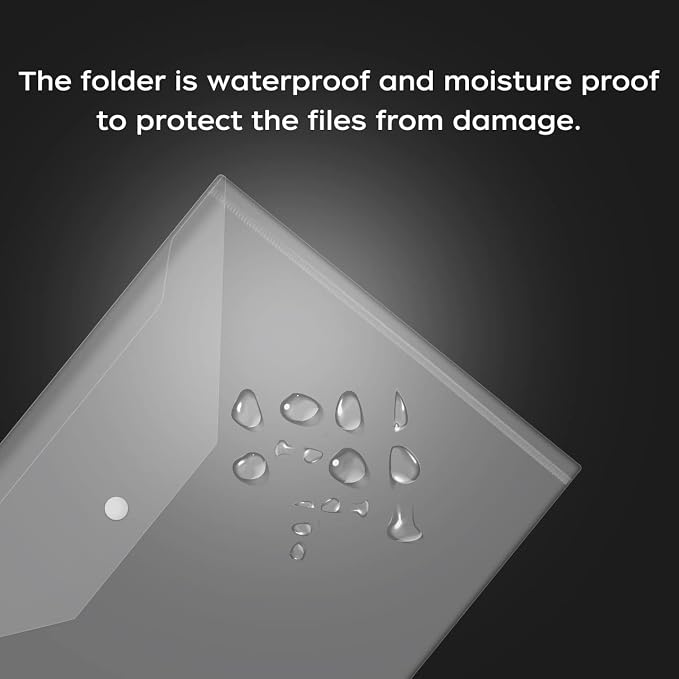 JIKIOU 30pcs Plastic Envelopes, Clear Reusable Poly Envelope Waterproof File Folder with Snap Button, Us Letter/A4 Size