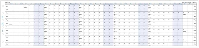 Filofax Calendar Diary Refill, Pocket Size, Horizontal Year Planner, White Paper, English, 2026 (C68201-26)