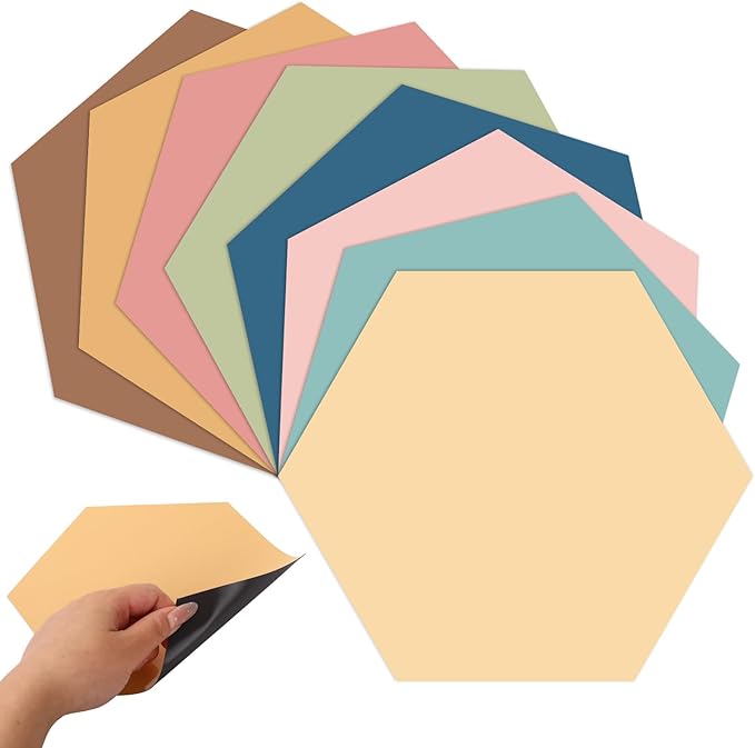 JarThenaAMCS 8Pcs Boho Dry Erase Board Magnets Waterproof Removable Hexagon Shaped Magnetic Boards for Back to School Home Office Classroom Wall Table Whiteboard Teachers Teaching Supplies, Multicolor