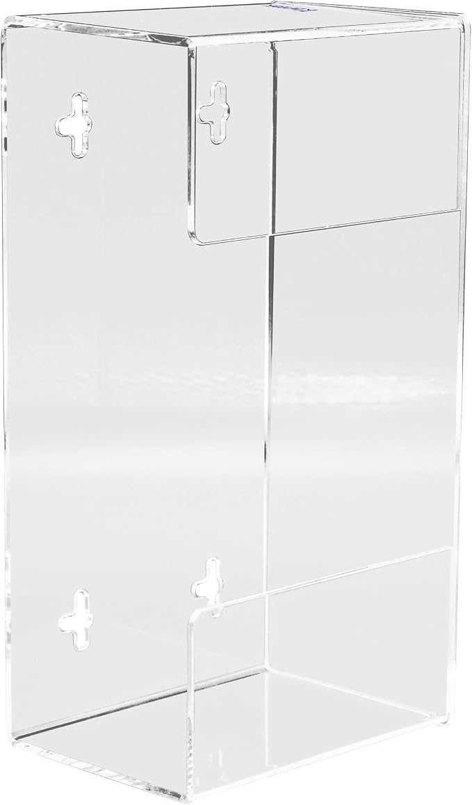 Kantek Wall Mounted Acrylic Glove Box Holder Dispenser, Single Box Capacity, for Use in Food Service, Healthcare, Hospitals, Restaurants, 10.3" x 3.8" x 5.3", Clear