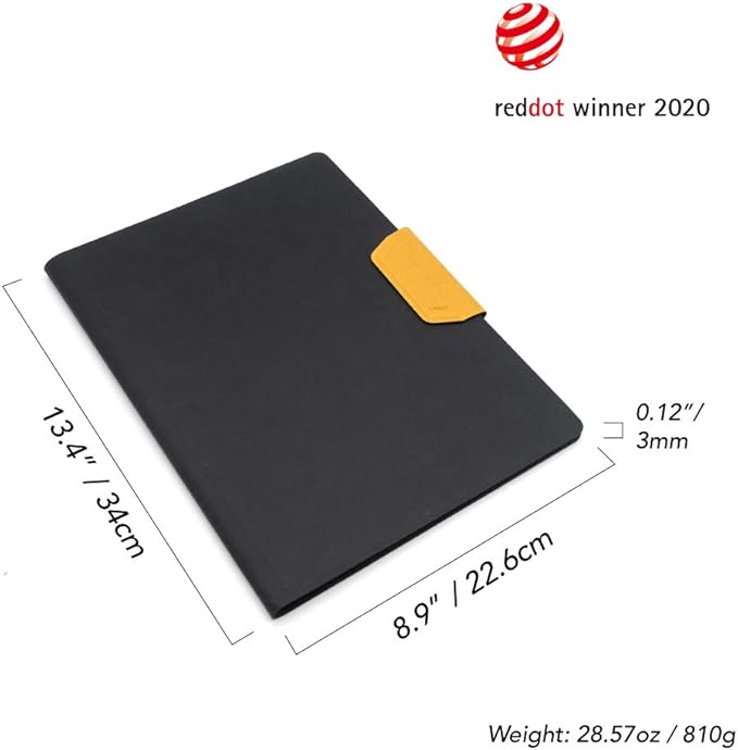 LHiDS Magnetic Business Portfolio Lite Resume Padfolio Organizer with Clipboard, Paper Clip, Writing Pad, Pen/Card Holder, Magnetic Closure for Work, School and More (Yellow, A4/Letter)