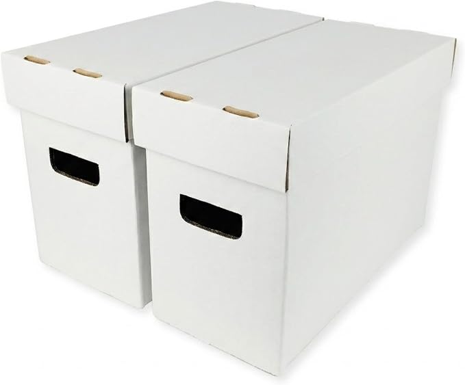 Max Protection Comic Book Storage Boxes - Pack of 2 - Short Cardboard for 150-175 Comic Books - Double Thickness Design - Premium Stackable Book Box for Silver Age & Modern Comics