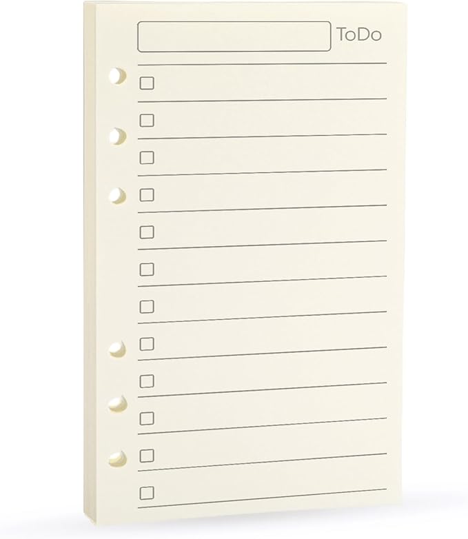 Spiral Notebook Refill,A6 6 Ring Binder Refill,Loose Leaf Paper for Filofax,100gsm Thicker Paper-Harphia (A6 3.74 x 6.77'',to do List)