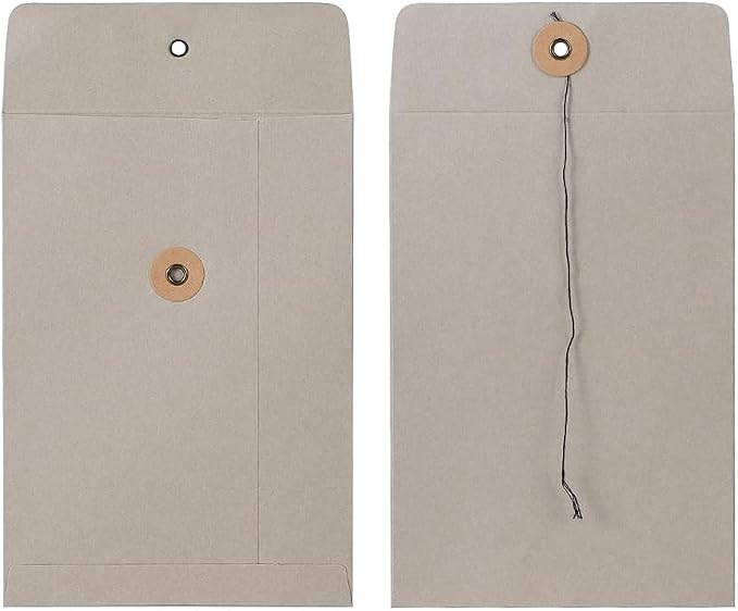 10 Pcs Vintage Kraft Paper File Folder Thickened A5 Filing Envelope Project Photo Pockets Reusable Document Wallet Bag with String Tie Closure for Office Home