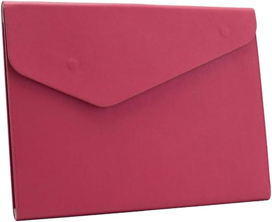 PU Leather A4 File Folder Document Holder Waterproof Portfolio Envelope Folder Case with Invisible Magnetic Closure Red