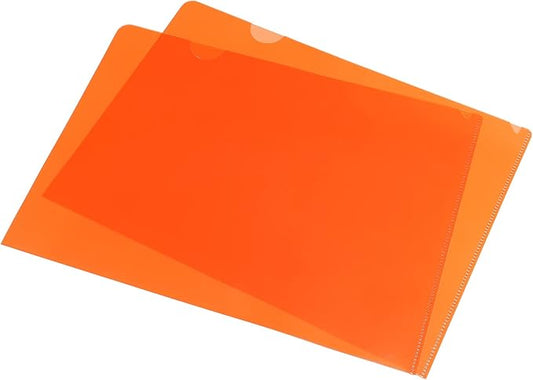 PATIKIL L Type Folders 24 Pack A4 Plastic File Project Pockets Clear Paper Document Jacket Sleeve for Office, Orange