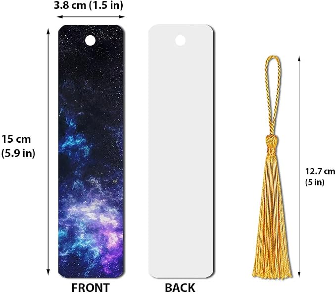 WIRESTER Set of 3 Metal Bookmarks with Light Gold Tassel for Students, Reader, Teachers, Book Lovers - Purple Nebula Galaxy, Galaxy Star Space, Celestial Blue Purple Galaxy
