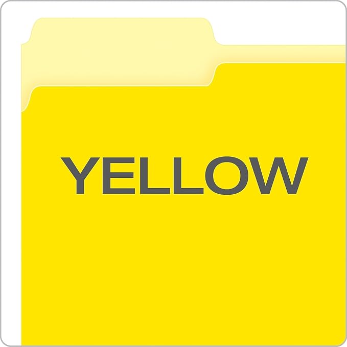 Pendaflex Interior File Folders, 1/3 Cut, Top Tab, Letter Size, Yellow, 100 per Box (4210 1/3 YEL)