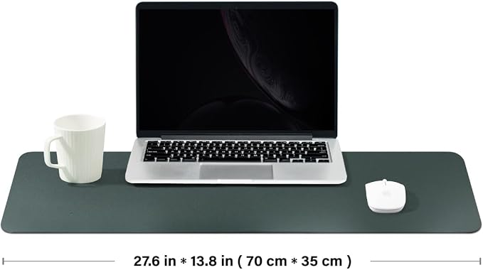 Cork Desk Mat - Dual-Sided Desk Pad for Office and Home - Desk Organization and Accessories - Ideal for Large Mouse Pad and Desk Mats on Top of Desks(Dark Green,27.6"x 13.8")