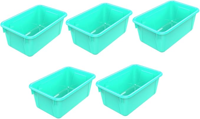 Storex Small Cubby Bin, Teal