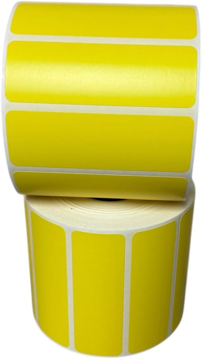 Labels and More Yellow 3x1 Inch Direct Thermal Labels 1" Core Self Adhesive No Ribbon Required 6 Rolls 7800 Total Labels Compatible with Desktop Zebra Printers