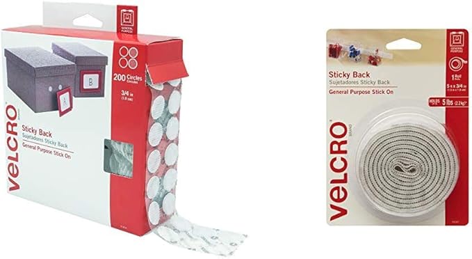 VELCRO Brand White Hook and Loop Dots and Tape for Classroom Organization and Crafts | 200 Pk 3/4" Circles and 5 Ft x 3/4 in Tape Roll
