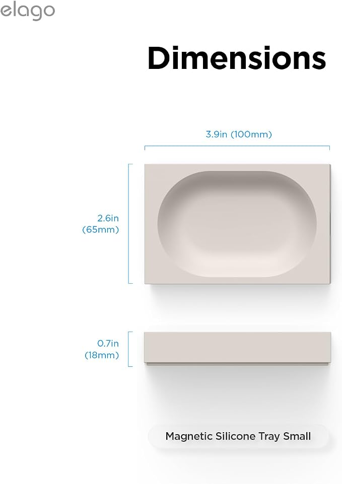 elago Smart Magnetic Desk Mat Pencil Tray – Soft Silicone Organizer for Office Supplies, AirPods, Glasses, Pens – Noise-Free, Non-Slip, Washable, Item for Desk Management [Small] (Stone)