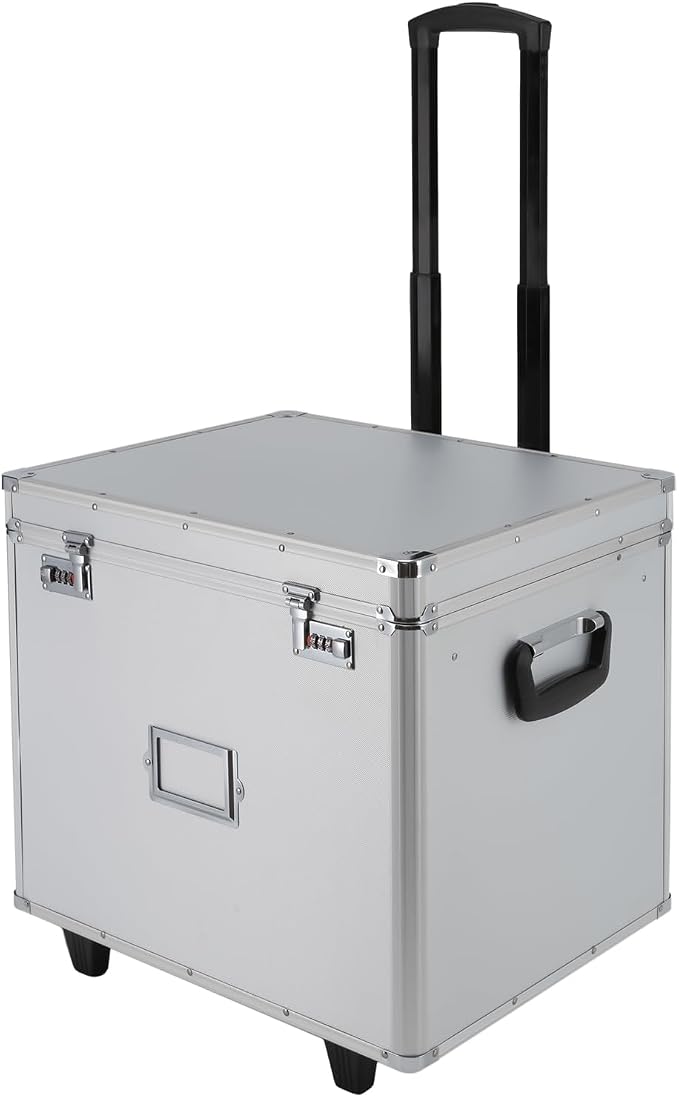 Fireproof Document Box, Fire Proof Portable Safe For Home Documents,Portable Stackable File Bins With Trolley Transport, Portable File Box With Handle for Home Office