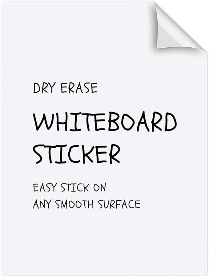 Dry Erase Sheets - 6 A4 Sheets - Adhesive Whiteboard Wallpaper Decal - White Board Contact Paper for Refrigerator, Desk, Office & Kids Room - Dry Erase Board Sticker