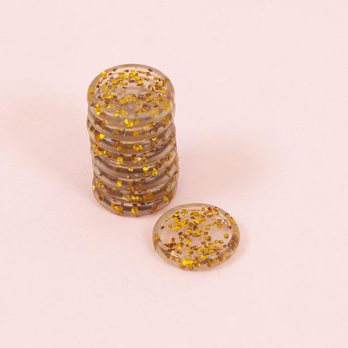 Craftelier - Plastic Glitter Disc S-Rings for Scrapbooking Binding for Planners, Agendas, Notebooks or Albums | Pack of 9 pcs. 25 mm Diameter - Gold Colour