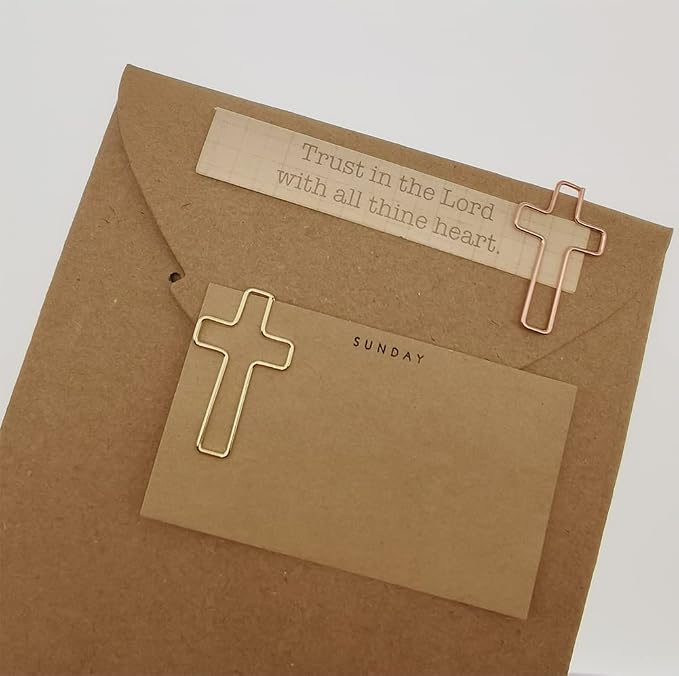 50 PCS Cross Paper Clips for Bible Study, Rose Gold Desk Accessories Christian Appreciation Gifts for Women