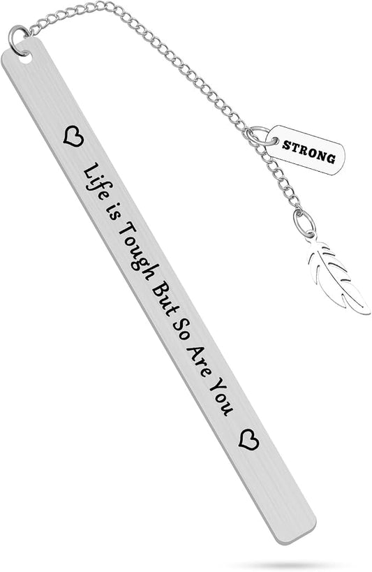 Cancer Survivor Bookmark Gift Cancer Awareness Bookmark Life is Tough But So are You Strong Awareness Inspirational Gift Recovery Jewelry for Her Him