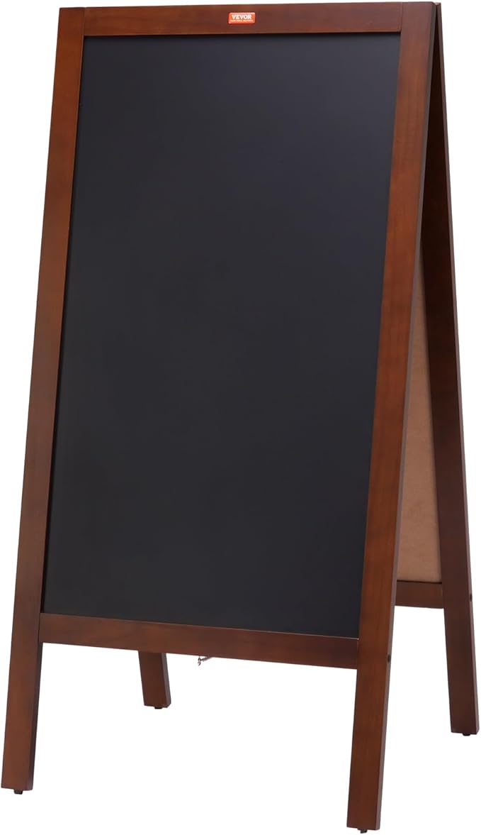 VEVOR A Frame Chalkboard Sign, Double-Sided Sidewalk Signs, Freestanding Vintage Wooden Chalk Board with Chalks & Magnetic Eraser, Rustic Brown Outdoor Sandwich Board, 20"x40", Kitchen Home Wedding