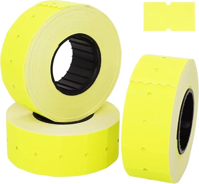 (5 Rolls - 5000 pcs) 0.82" x 0.47" (21 x 12 mm) Yellow Paper Sticker Price Gun Pricemarker Labels MX-5500 (Yellow)