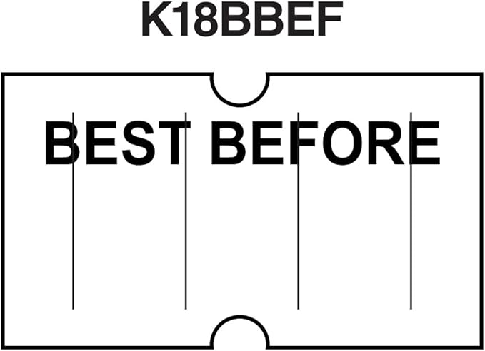 White with Black "Best Before" Labels to fit Motex® MX5500 Price Guns 16 Pack (Free Ink roll Included)