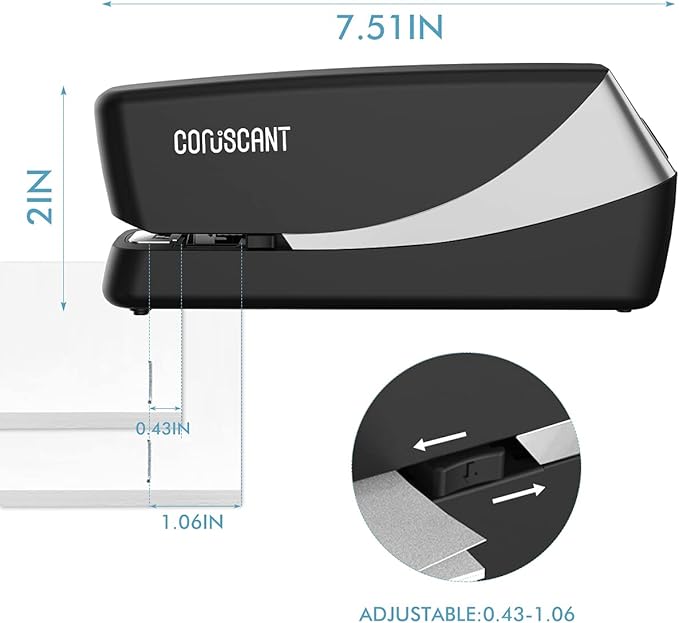 Coruscant Electric Stapler, Automatic Stapler, Heavy Duty，25 Sheet, Store 210 Staples，Including 2000 Staples,and 1 Staple Remover, Electric Desktop AC or Battery Powered for Home/Office Use