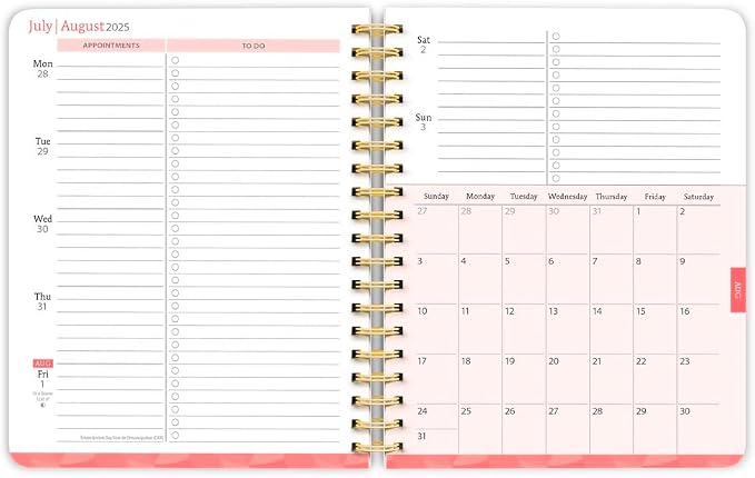 Crackled Blush | 2026 6 x 7.75 Inch 18 Months Weekly Desk Planner | Foil Stamped Cover | July 2025 - December 2026 | Plato | Planning Stationery