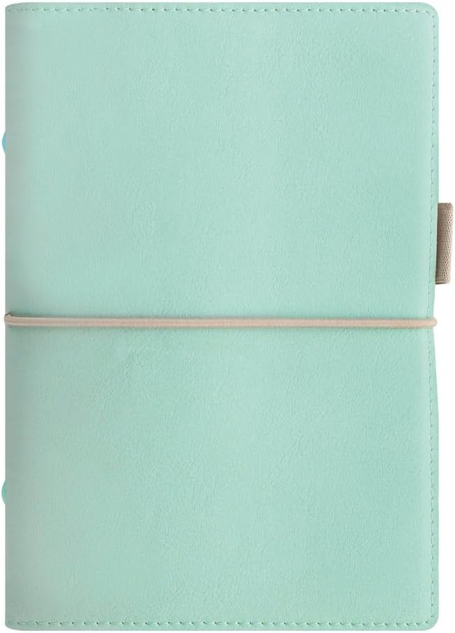 Filofax Domino Soft Organizer, Personal Size, Duck Egg - Smooth, Leather-Look, Grain Effect, Tactile, Six Rings, Week-to-View Calendar Diary, Multilingual, 2025 (C022579-25)