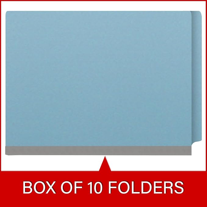 25 Pt. Pressboard Classification Folders, Full Cut End Tab, Letter Size, 1 Divider, Light Blue (Box of 10)