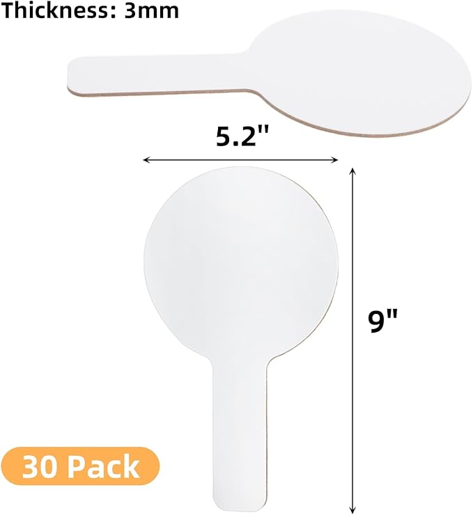 Cididu 30 Pack Dry Erase Answer Paddle, Mini White Boards, Double Sided Handheld Paddles, Thickened Auction Paddles, Small Dry Erase Signs Boards for Students Classroom Teachers School Supplies
