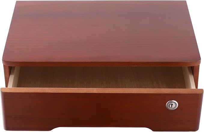 Wooden Desktop Storage Box with Lockable Drawers, Flat File Cabinet Drawer Desktop Storage Box, Countertop Storage Cabinet for Office Home Toiletries Supplies Vanity (Walnut, 1 Drawer)