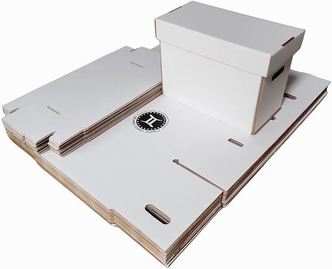 Thick-Grip Comic Book Storage Box — USA-Made, Holds 130-170 Comics, 250 LBs Strength Tested, No Glued Seams & Acid-free — Versatile Gemini Comic Book Box/Bin (1 Box with Lid)