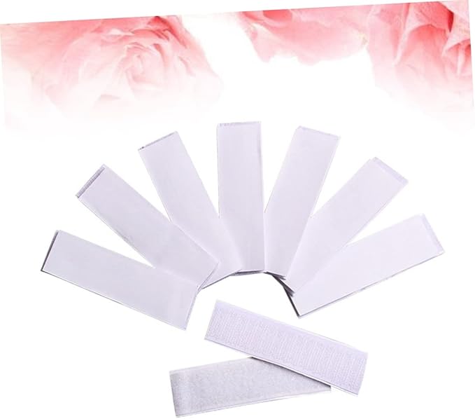 Cabilock 10pcs Self-Adhesive Hook Loop Tape Table Skirt Strips Reusable Stickers for Wall Padding
