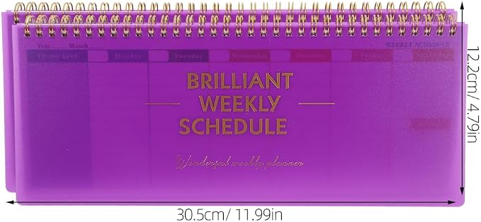 LALAFINA Brilliant Weekly Scheduler Undated Desk Planner Calendar Planning Pad for Whole Year School Home Office, Purple, 12X4.8 Inch