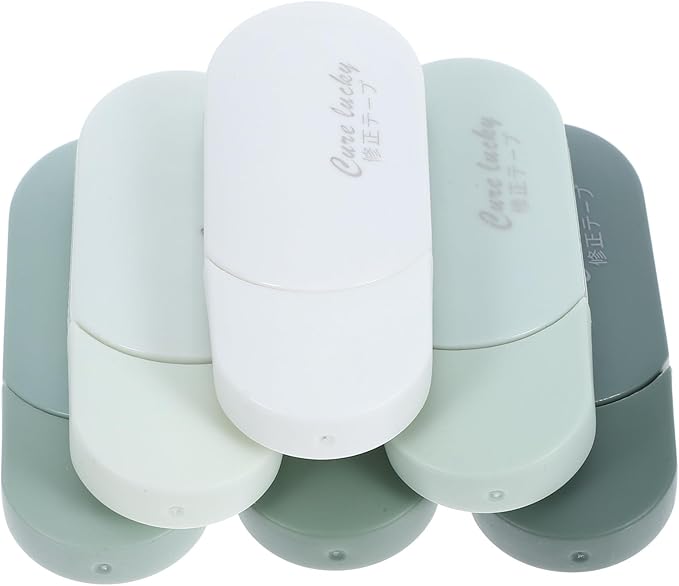 Ciieeo 6pcs Correction Tape for Students, White Adhesive School Tape with Green Gradient, Large Capacity for Writing Error Correction in Classroom and Office Supplies
