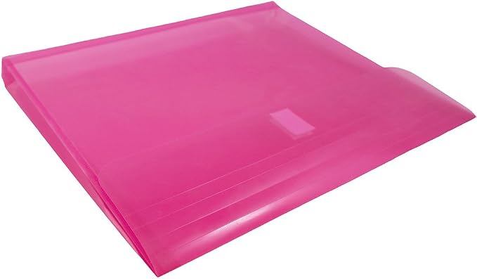 JAM PAPER Plastic Expansion Envelopes with Hook & Loop Closure - Letter Booklet - 9 3/4 x 13 with 1 Inch Expansion - Fuchsia Pink - 12/Pack