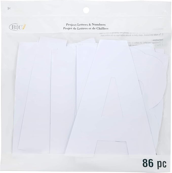 B2C 7" White Project Letters, Numbers & Characters - 86 pcs