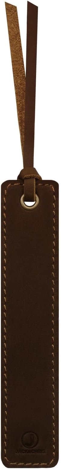 Jack&Chris Genuine Leather Bookmark, Thin Handmade Stitched Bookmarks for Women Men, Classic Style Book Accessories Gifts for Book Lovers Students Writers Readers Teens Adults, Coffee