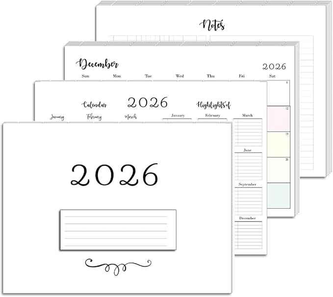 2026 Monthly Refills for 11-Disc Letter Size Planners, Monthly Calendar Inserts Compatible with Happy Planner ARC and TUL (Pastel, 11-Disc)