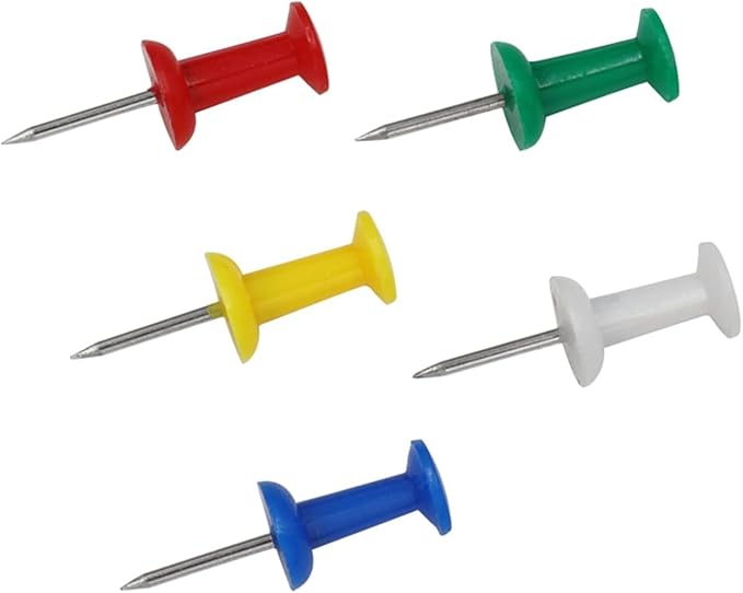 100Pcs Colourful Drawing Push Pins with Heads and Metal Points Map Tacks Drawing Pins Map Thumb Tacks Map Pins Map Push Pins Map Drawing Pens Tape, Adhesives and Fasteners