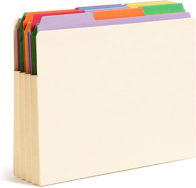 Smead End Tab Extra Wide TUFF® Pocket, Reinforced Straight-Cut Tab, 3-1/2" Expansion, Extra Wide Letter Size (10, Manila)