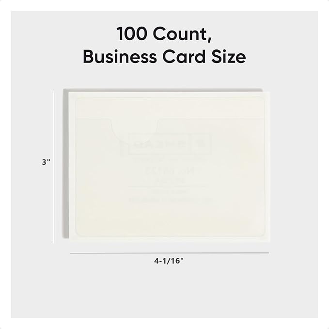 Smead Self-Adhesive Poly Pocket, Business Card Document Size, Clear Pockets, Storage Labels, 100 per Box, 4-1/16" x 3" (68123)