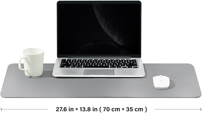 Leather Desk Mat - Non-Slip PU Desk Pad for Office and Home - Desk Organization and Accessories - Ideal for Large Mouse Pad and Desk Mats on Top of Desks (Dark Gray,27.6"x 13.8")