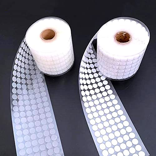 500/1000Pairs Adhesive Self Transparent Fastener Tape 15mm Nylon Hooks and Loops Strong Glue Magic Tape Sticker(White 1000pairs,10mm)